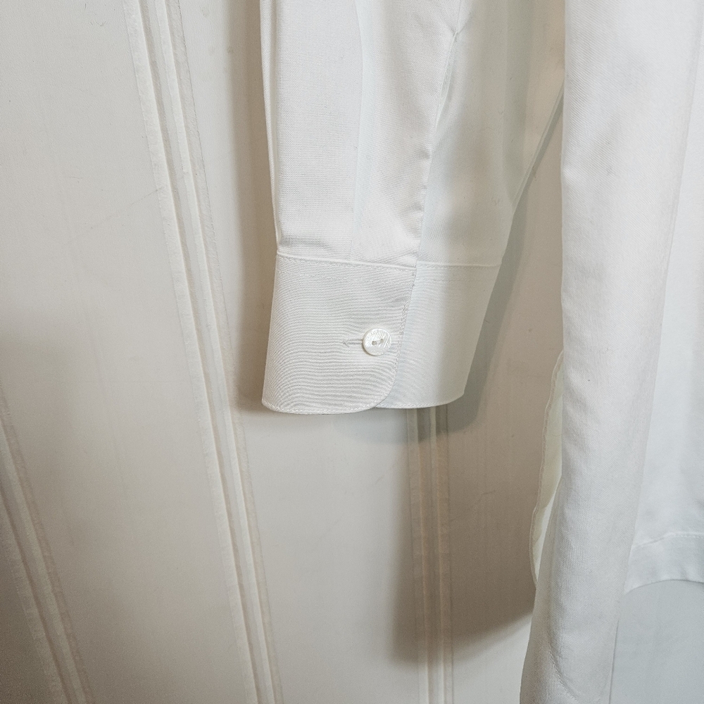 Foxcroft Top Womens Size 14 White Heritage Non-Iron Oxford Tunic Relaxed Shirt - Picture 4 of 15